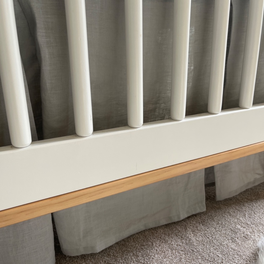 Light Gray Linen Pleated Crib Skirt - Picture 2 of 2